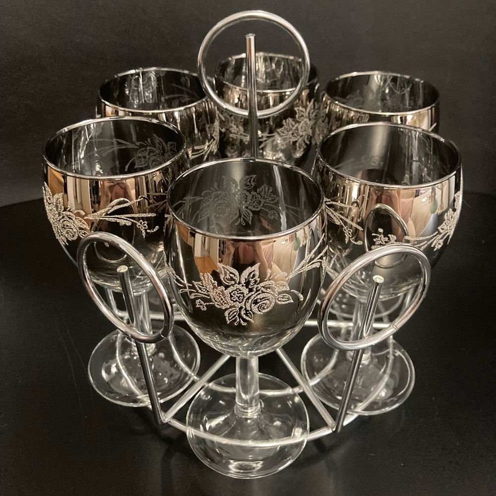 MCM Silver Tasting Glass Set with Holder